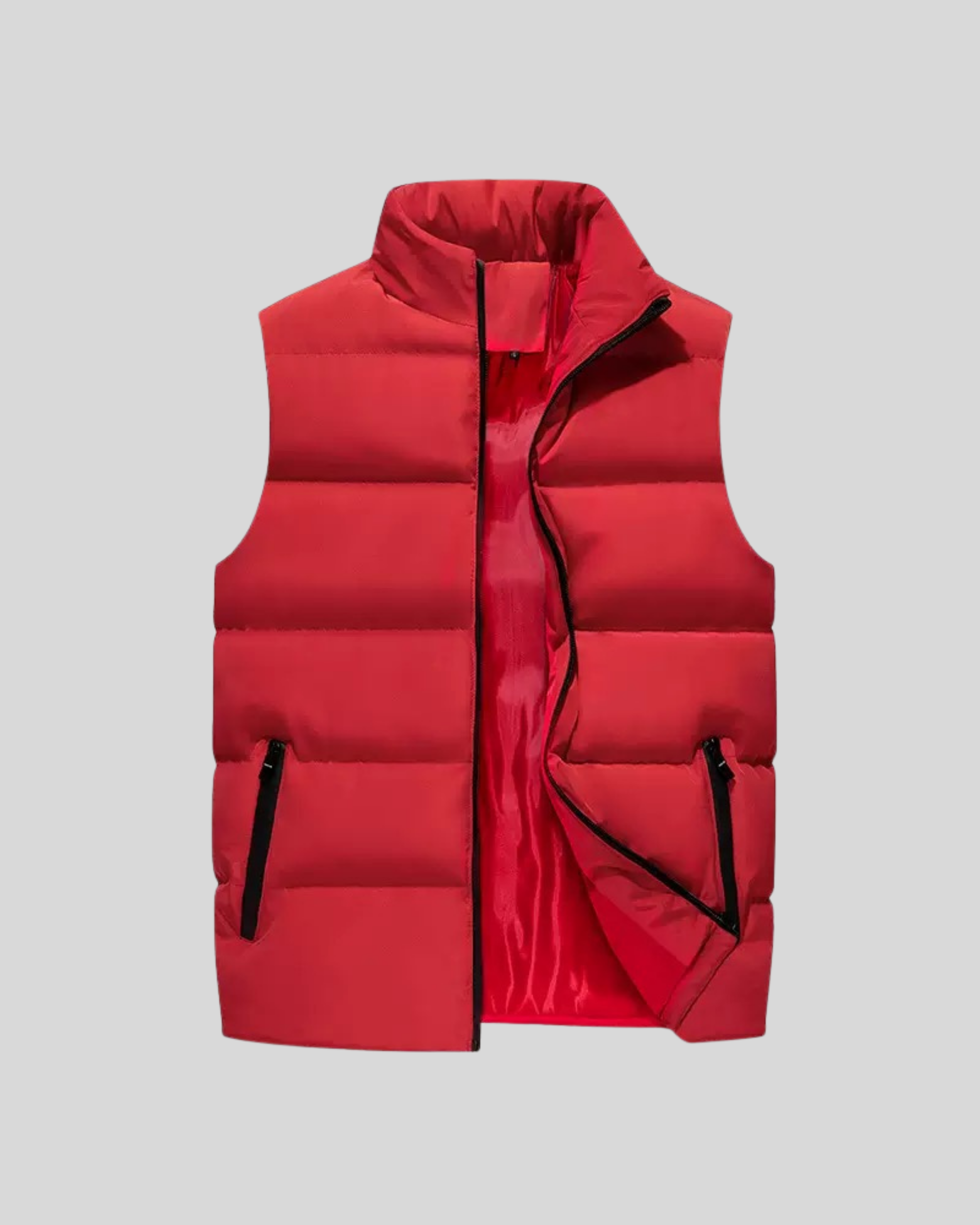 Sleeveless Puffer Jacket - Red
